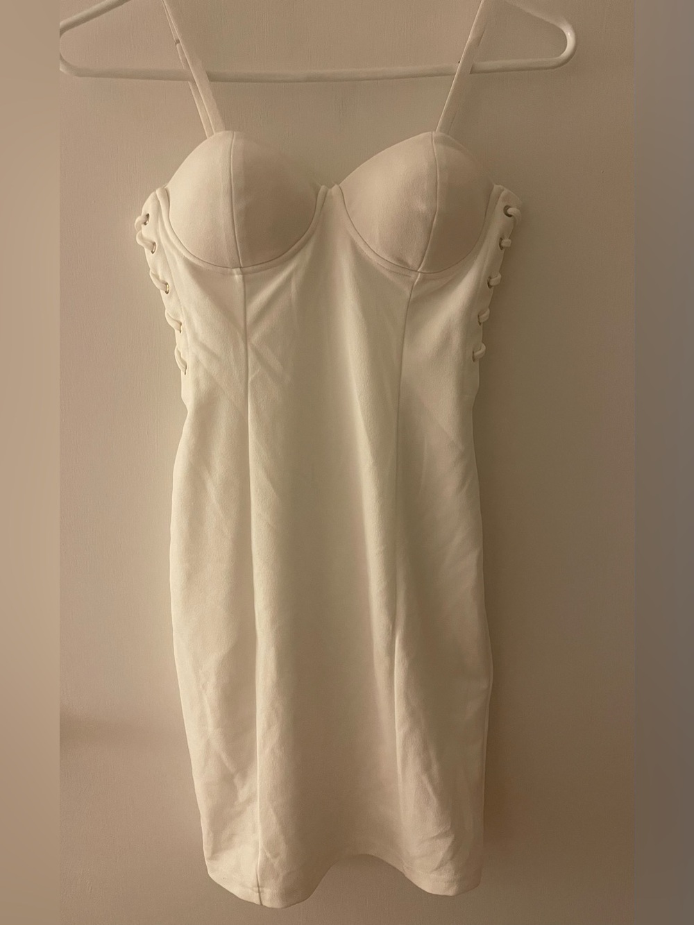 Charlotte Russe White Strapless Dress with Lace-Up Sides